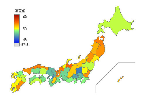都道府県別年間相対湿度 とどラン