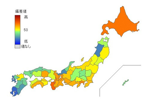 都道府県別中学生長時間ゲームプレイ率 とどラン