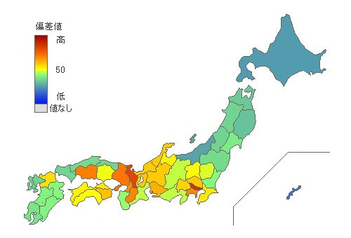 都道府県別大学進学率 女子 とどラン
