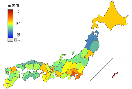 都道府県別25歳以上カラオケ人口 - とどラン