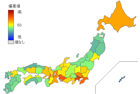 都道府県別25歳以上テレビゲーム人口 - とどラン
