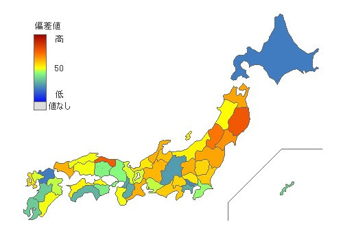 都道府県別中学生運動部参加率 とどラン