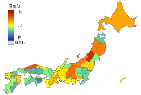 都道府県別比例代表投票率(直近10年平均) - とどラン