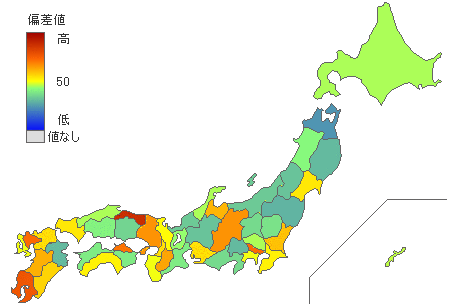 都道府県別大学受験浪人率：男子 - とどラン